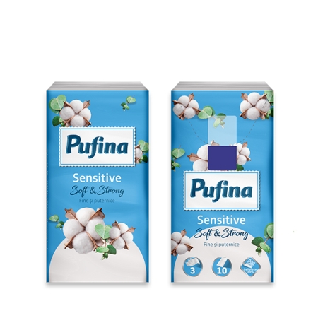 Χαρτομάντηλα Pufina Sensitive 3φ., 10τεμ